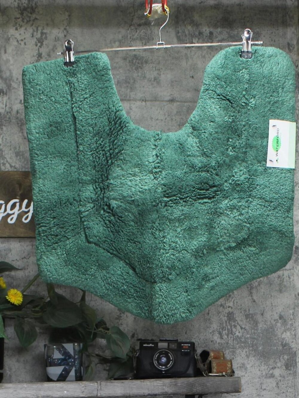 NWT Home Weavers Contour Toilet Bathroom Rug Mat Bottle Green 20x20